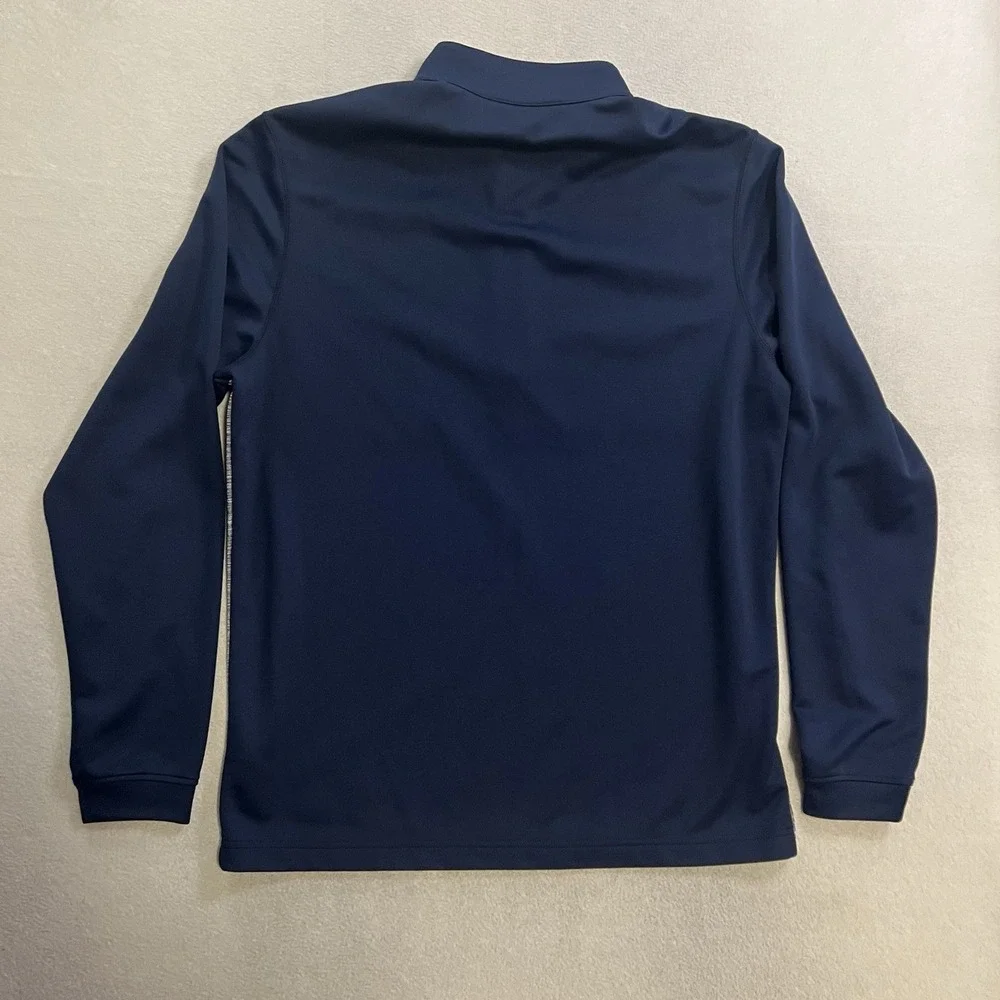 Adidas Double Pique 1/4 Zip Mock Golf Top Men's Size Medium Colorblock Blue Tech